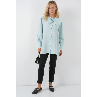 Bebe Yaka Uzun Tunik 5967 - Turkuaz Bebe Yaka Uzun Tunik 5967 - Turkuaz