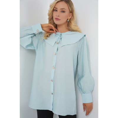 Bebe Yaka Uzun Tunik 5967 - Turkuaz Bebe Yaka Uzun Tunik 5967 - Turkuaz