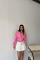 CROP POPLİN GÖMLEK YAKA KENAR DANTEL DETAYLI - Pembe CROP POPLİN GÖMLEK YAKA KENAR DANTEL DETAYLI - Pembe