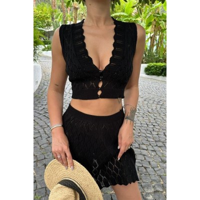Melua Kroşe Crop Yelek Takım 9858 Melua Kroşe Crop Yelek Takım 9858
