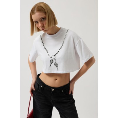 Baskılı Crop T-Shirt Baskılı Crop T-Shirt