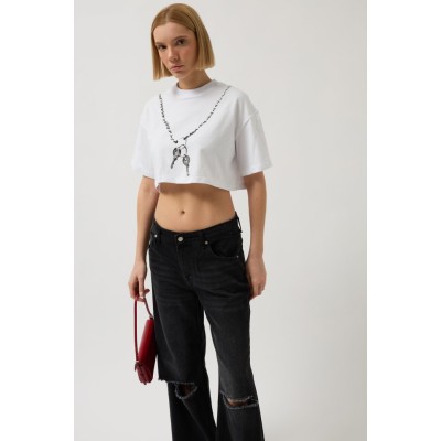 Baskılı Crop T-Shirt Baskılı Crop T-Shirt