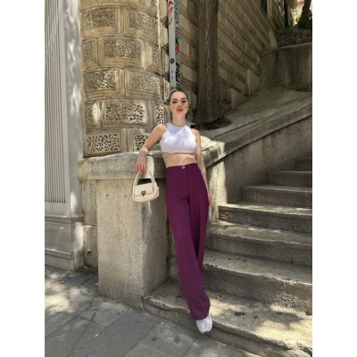 Yüksek Bel Palazzo Metal DüğmePantolon Yüksek Bel Palazzo Metal DüğmePantolon