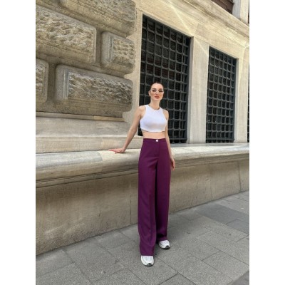 Yüksek Bel Palazzo Metal DüğmePantolon Yüksek Bel Palazzo Metal DüğmePantolon