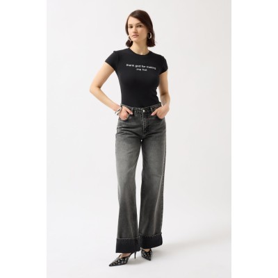 Baskılı Likralı Crop T-Shirt Baskılı Likralı Crop T-Shirt