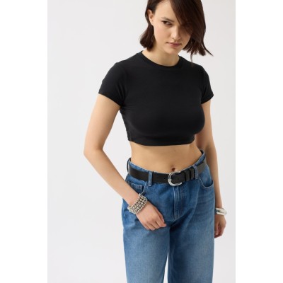 Likralı Basic Crop T-Shirt Likralı Basic Crop T-Shirt