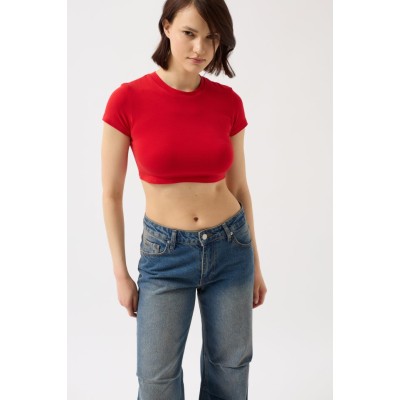 Likralı Basic Crop T-Shirt Likralı Basic Crop T-Shirt