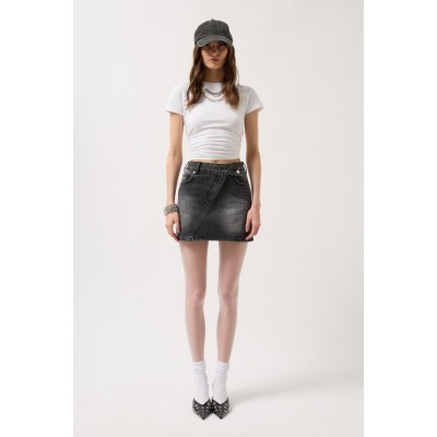 Asimetrik Kemer Denim Mini Etek Asimetrik Kemer Denim Mini Etek