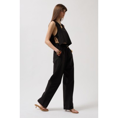 Beli Bağcıklı Düz Kesim Pantolon Beli Bağcıklı Düz Kesim Pantolon