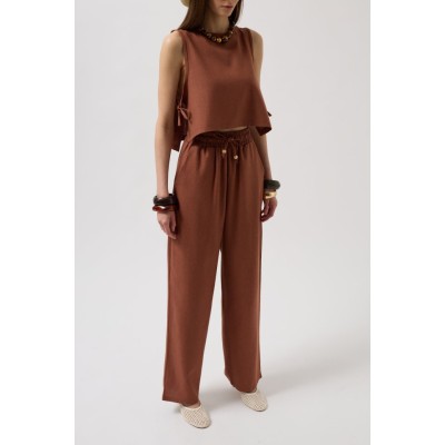 Beli Bağcıklı Düz Kesim Pantolon Beli Bağcıklı Düz Kesim Pantolon