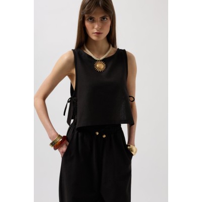 Yandan Bağlamalı Crop Bluz Yandan Bağlamalı Crop Bluz