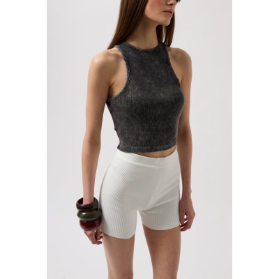 Yıkamalı Halter Yaka Crop Bluz Yıkamalı Halter Yaka Crop Bluz