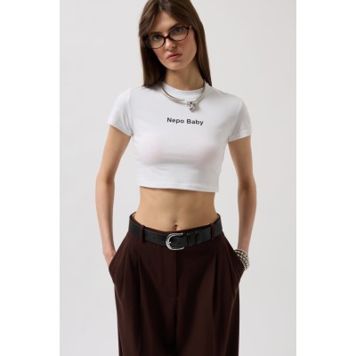 Nepo Baskılı Crop T-Shirt Nepo Baskılı Crop T-Shirt