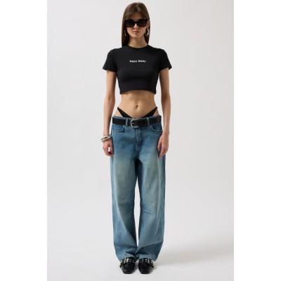 Nepo Baskılı Crop T-Shirt Nepo Baskılı Crop T-Shirt