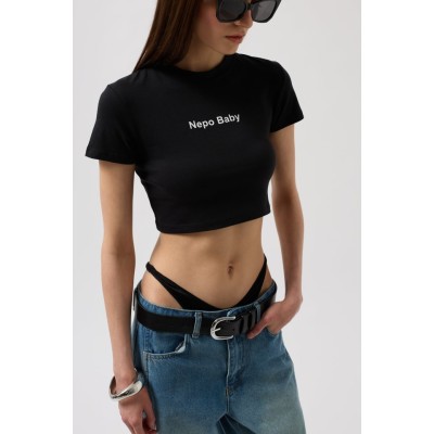Nepo Baskılı Crop T-Shirt Nepo Baskılı Crop T-Shirt