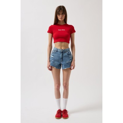 Nepo Baskılı Crop T-Shirt Nepo Baskılı Crop T-Shirt