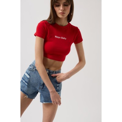 Nepo Baskılı Crop T-Shirt Nepo Baskılı Crop T-Shirt