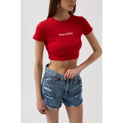 Nepo Baskılı Crop T-Shirt Nepo Baskılı Crop T-Shirt