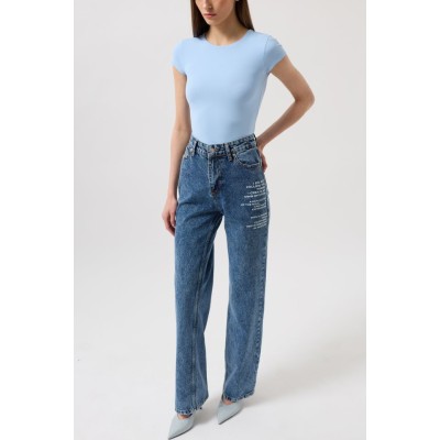 Baskılı Düşük Bel Jean Baskılı Düşük Bel Jean