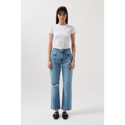 Lazer Kesim Yüksek Bel Jean Lazer Kesim Yüksek Bel Jean