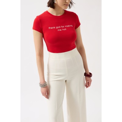 Thanks God Baskılı Likralı Crop T-Shirt Thanks God Baskılı Likralı Crop T-Shirt