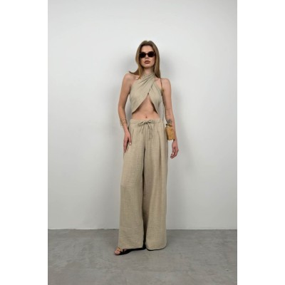 Düşük Bel Oversize Keten Pantolon Düşük Bel Oversize Keten Pantolon