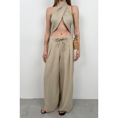 Düşük Bel Oversize Keten Pantolon Düşük Bel Oversize Keten Pantolon