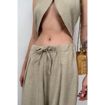Düşük Bel Oversize Keten Pantolon Düşük Bel Oversize Keten Pantolon