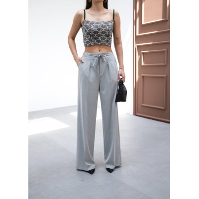 Beli̇ Lasti̇k Ve Bağcikli Geni̇ş Paça Pantolon Beli̇ Lasti̇k Ve Bağcikli Geni̇ş Paça Pantolon
