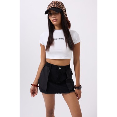 Ters Detay Denim Mini Etek Ters Detay Denim Mini Etek