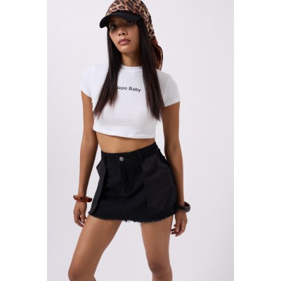 Ters Detay Denim Mini Etek Ters Detay Denim Mini Etek