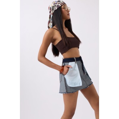 Ters Detay Denim Mini Etek Ters Detay Denim Mini Etek
