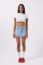 Asimetrik Bel Denim Mini Etek
