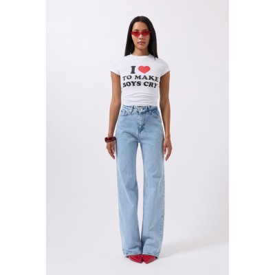 Nakış Detay Baskılı Crop T-Shirt Nakış Detay Baskılı Crop T-Shirt