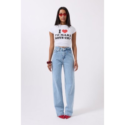 Nakış Detay Baskılı Crop T-Shirt Nakış Detay Baskılı Crop T-Shirt