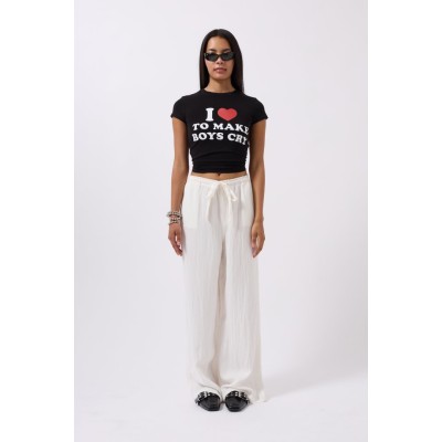 Nakış Detay Baskılı Crop T-Shirt Nakış Detay Baskılı Crop T-Shirt