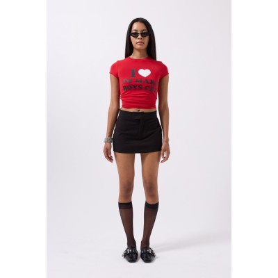 Nakış Detay Baskılı Crop T-Shirt Nakış Detay Baskılı Crop T-Shirt