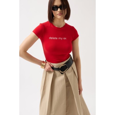 Delete My Ex Baskılı Likralı Crop T-Shirt Delete My Ex Baskılı Likralı Crop T-Shirt