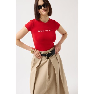 Delete My Ex Baskılı Likralı Crop T-Shirt Delete My Ex Baskılı Likralı Crop T-Shirt
