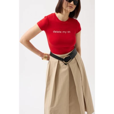 Delete My Ex Baskılı Likralı Crop T-Shirt Delete My Ex Baskılı Likralı Crop T-Shirt