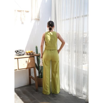 Keten Bluz Ve Pantolon İki̇li̇ Takim Keten Bluz Ve Pantolon İki̇li̇ Takim