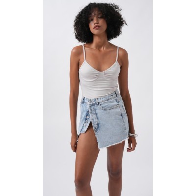 Düğme Detay Asimetrik Denim Etek Düğme Detay Asimetrik Denim Etek