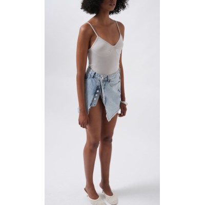 Düğme Detay Asimetrik Denim Etek Düğme Detay Asimetrik Denim Etek