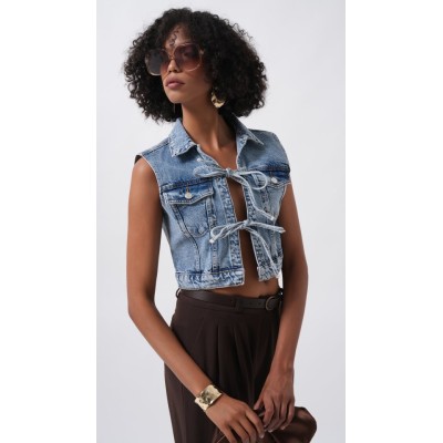 Bağlama Detay Denim Yelek Bağlama Detay Denim Yelek