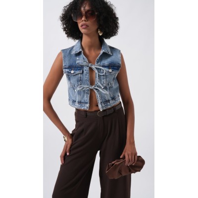 Bağlama Detay Denim Yelek Bağlama Detay Denim Yelek