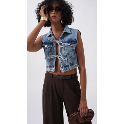 Bağlama Detay Denim Yelek Bağlama Detay Denim Yelek