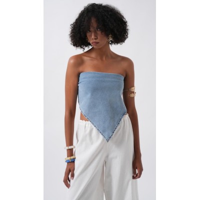 Bağlamalı Denim Crop Bağlamalı Denim Crop