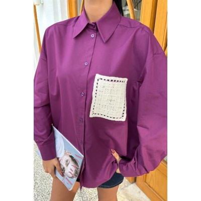 Süzine Cepli Arkası Yırtmaçlı Oversize Gömlek 3420 Süzine Cepli Arkası Yırtmaçlı Oversize Gömlek 3420