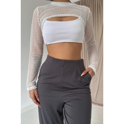 Füme Pensli Lastik Detaylı Pantolon Füme Pensli Lastik Detaylı Pantolon