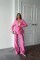 Pembe Beli Kuşaklı Ceket Ve Pantolon Parlak Takım Pembe Beli Kuşaklı Ceket Ve Pantolon Parlak Takım